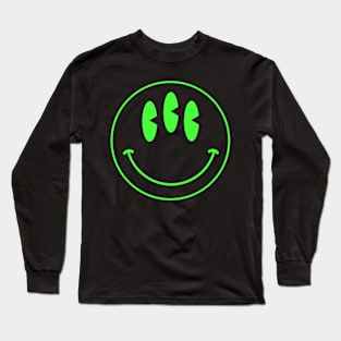 Trippy 90s acid house three eyed green smiley face Long Sleeve T-Shirt